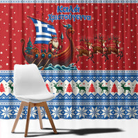 Greece Viking Santa Christmas Window Curtain Funny Reindeer Norse Xmas - Wonder Print Shop