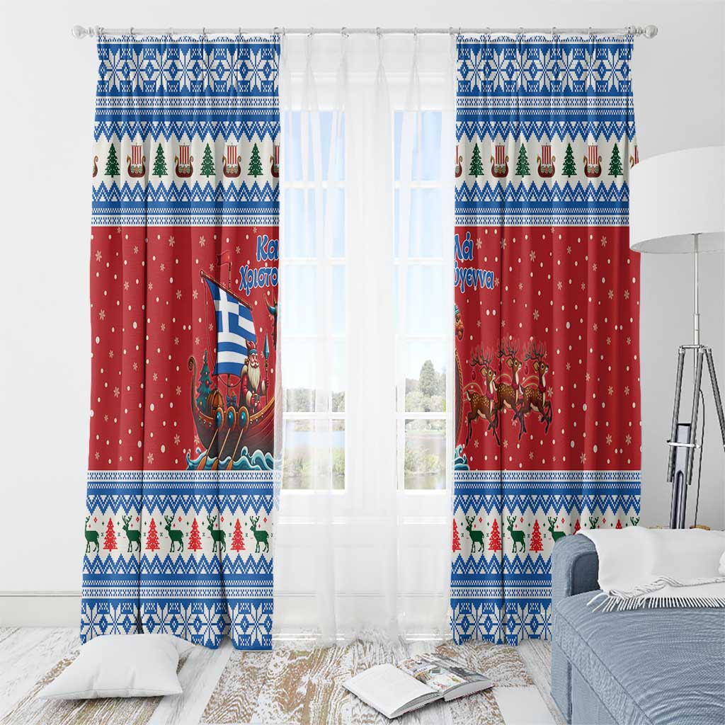 Greece Viking Santa Christmas Window Curtain Funny Reindeer Norse Xmas - Wonder Print Shop