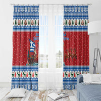 Greece Viking Santa Christmas Window Curtain Funny Reindeer Norse Xmas - Wonder Print Shop