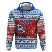 Greece Viking Santa Christmas Zip Hoodie Funny Reindeer Norse Xmas - Wonder Print Shop