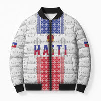 Custom Haiti Football Bomber Puffer Jacket National Flag Design - Wonder Print Shop