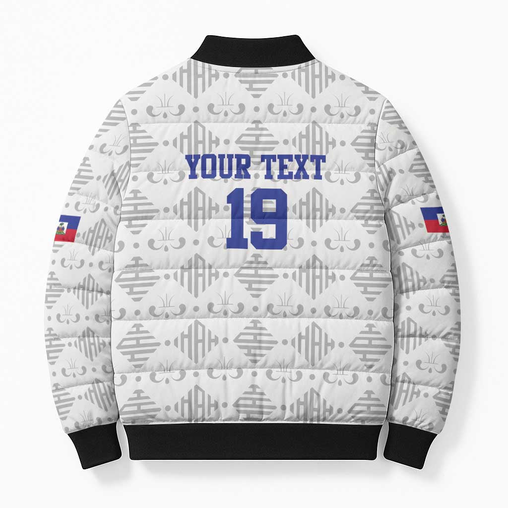 Custom Haiti Football Bomber Puffer Jacket National Flag Design - Wonder Print Shop