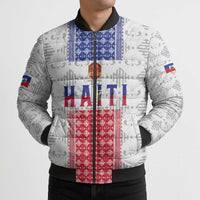 Custom Haiti Football Bomber Puffer Jacket National Flag Design - Wonder Print Shop
