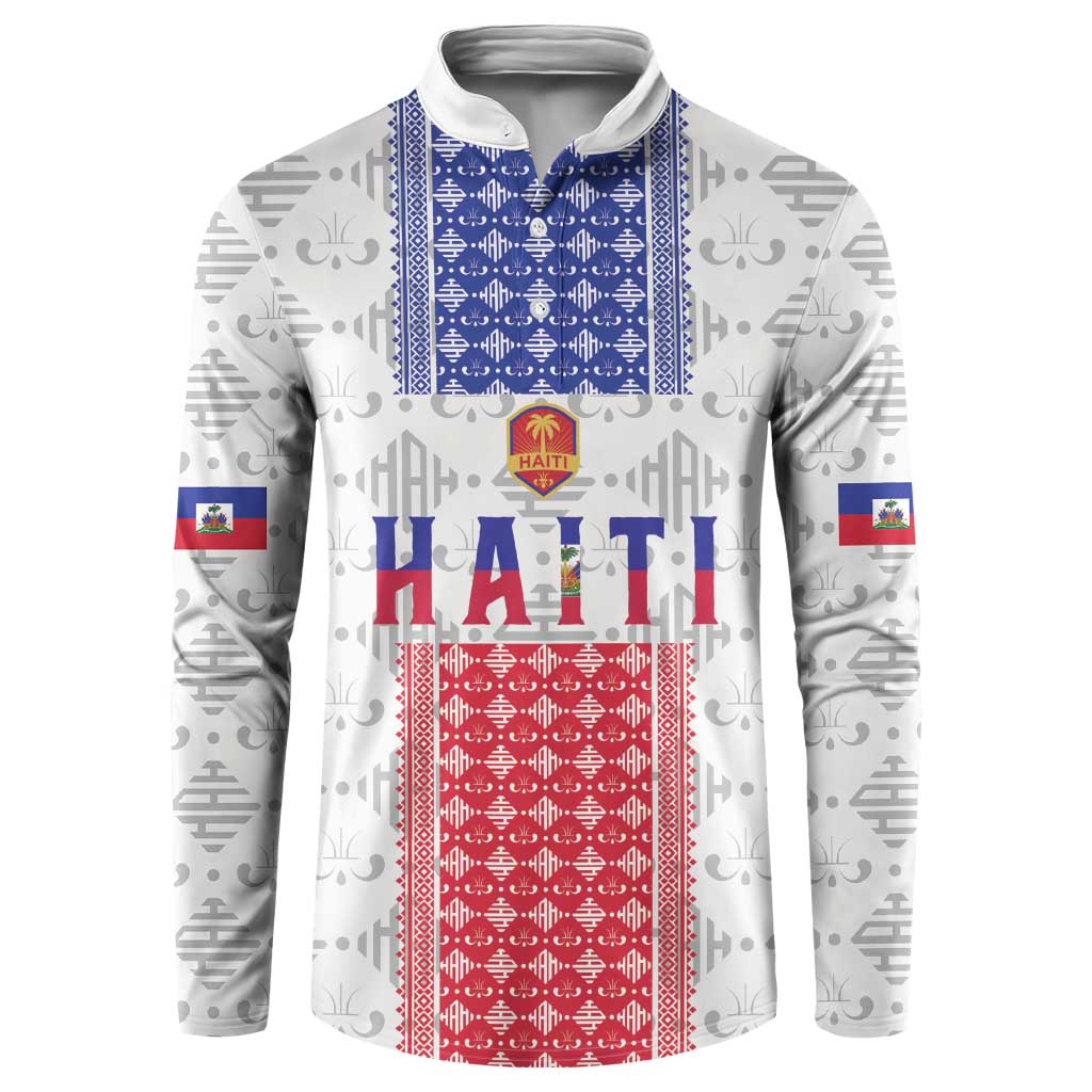 Custom Haiti Football Button Sweatshirt National Flag Design - Wonder Print Shop