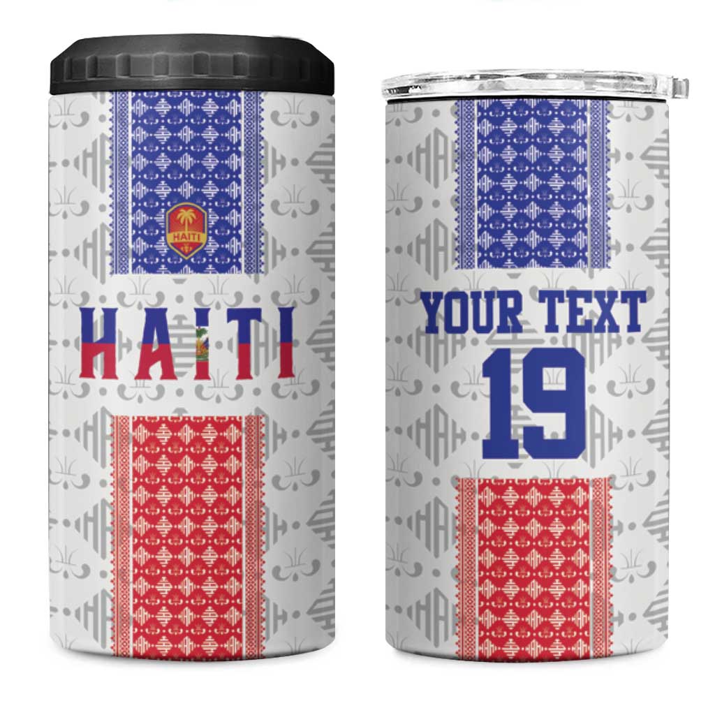Custom Haiti Football 4 in 1 Can Cooler Tumbler National Flag Design - Wonder Print Shop