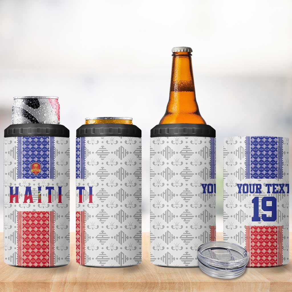 Custom Haiti Football 4 in 1 Can Cooler Tumbler National Flag Design - Wonder Print Shop