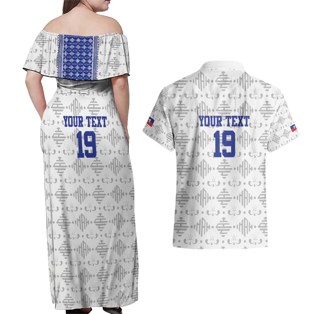 Custom Haiti Football Couples Matching Off Shoulder Maxi Dress and Hawaiian Shirt National Flag Design - Wonder Print Shop