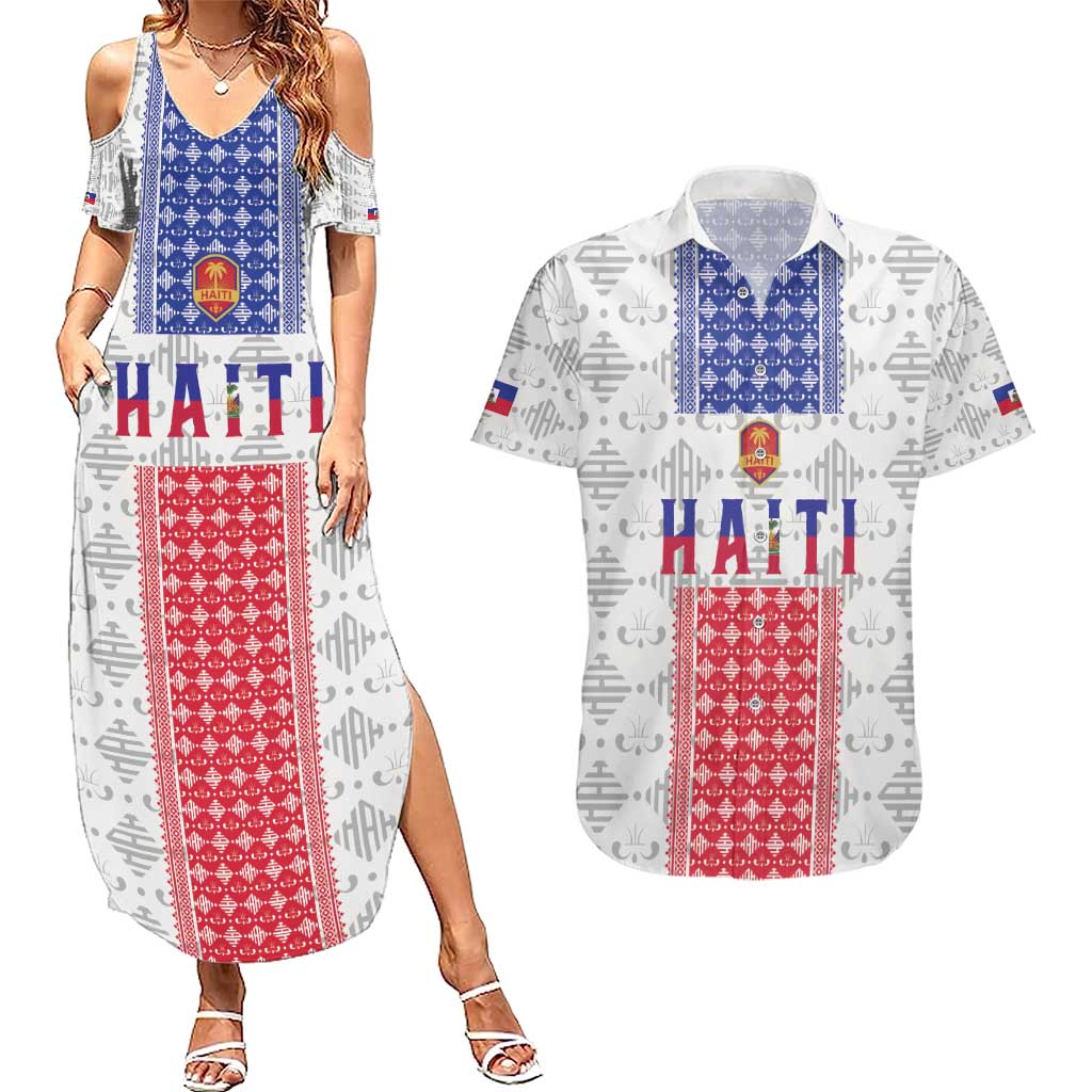 Custom Haiti Football Couples Matching Summer Maxi Dress and Hawaiian Shirt National Flag Design - Wonder Print Shop