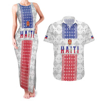 Custom Haiti Football Couples Matching Tank Maxi Dress and Hawaiian Shirt National Flag Design - Wonder Print Shop