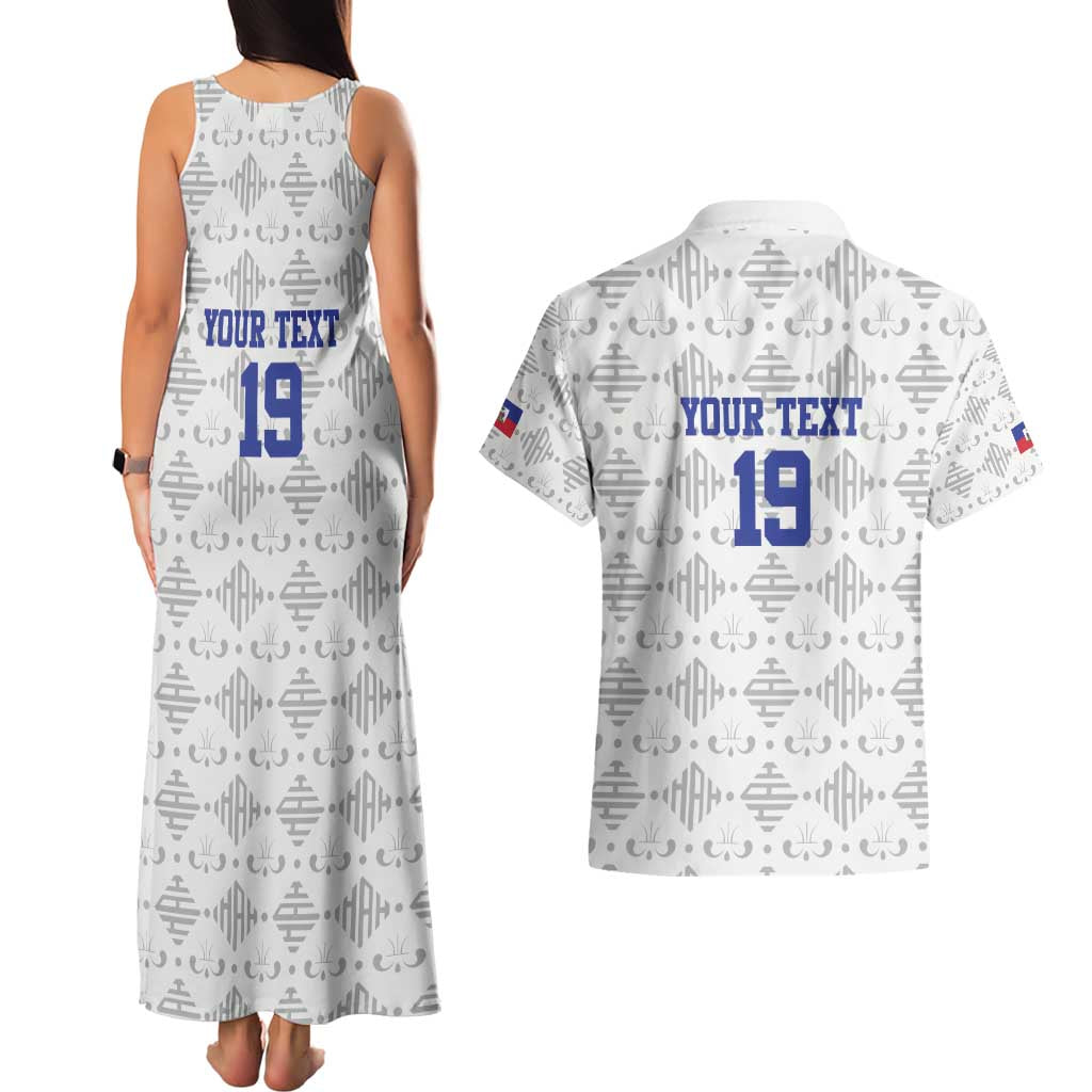Custom Haiti Football Couples Matching Tank Maxi Dress and Hawaiian Shirt National Flag Design - Wonder Print Shop