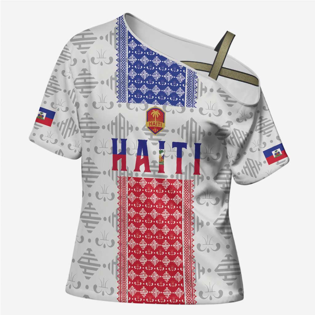 Custom Haiti Football Cross Shoulder Shirt National Flag Design - Wonder Print Shop