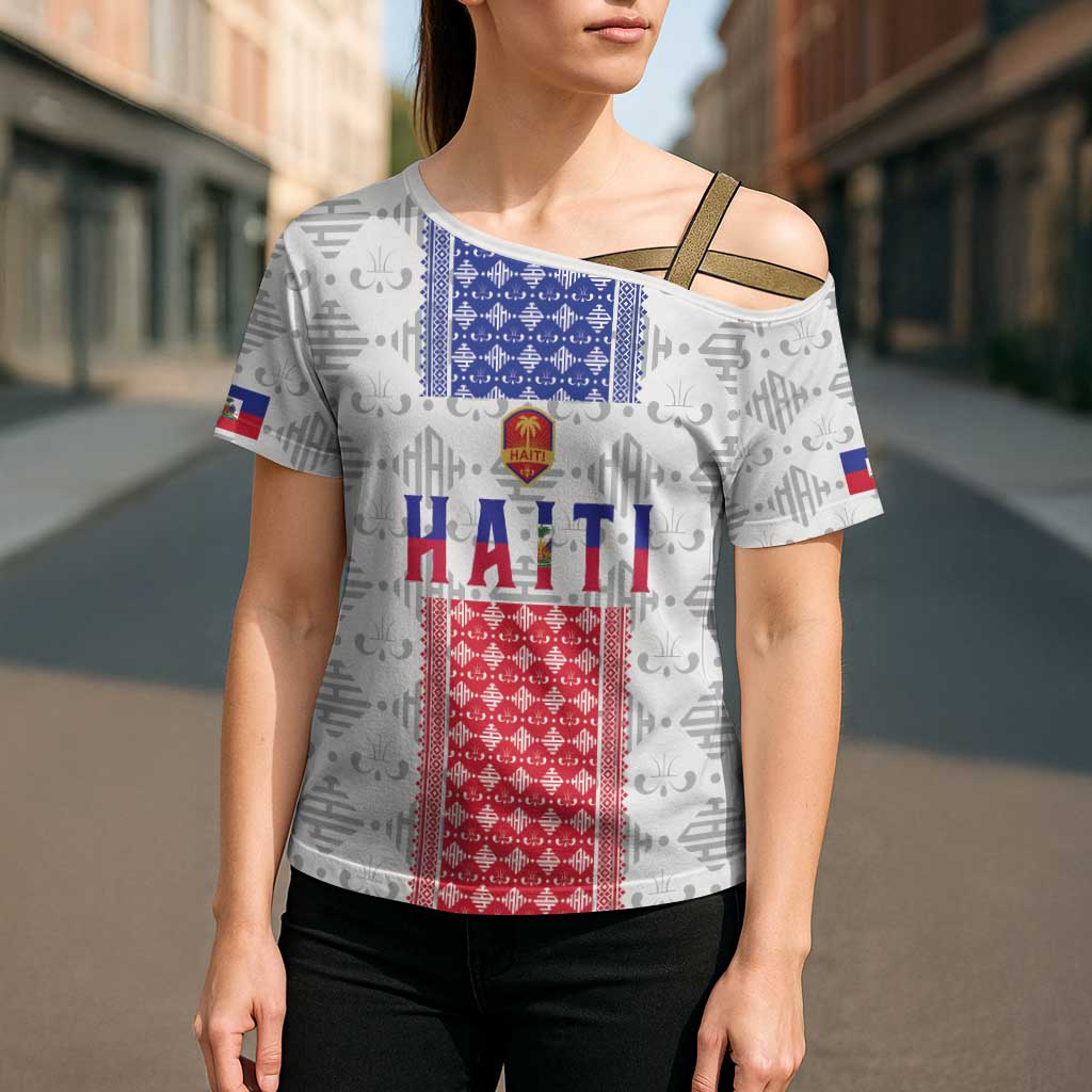 Custom Haiti Football Cross Shoulder Shirt National Flag Design - Wonder Print Shop