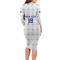 Custom Haiti Football Family Matching Long Sleeve Bodycon Dress and Hawaiian Shirt National Flag Design - Wonder Print Shop