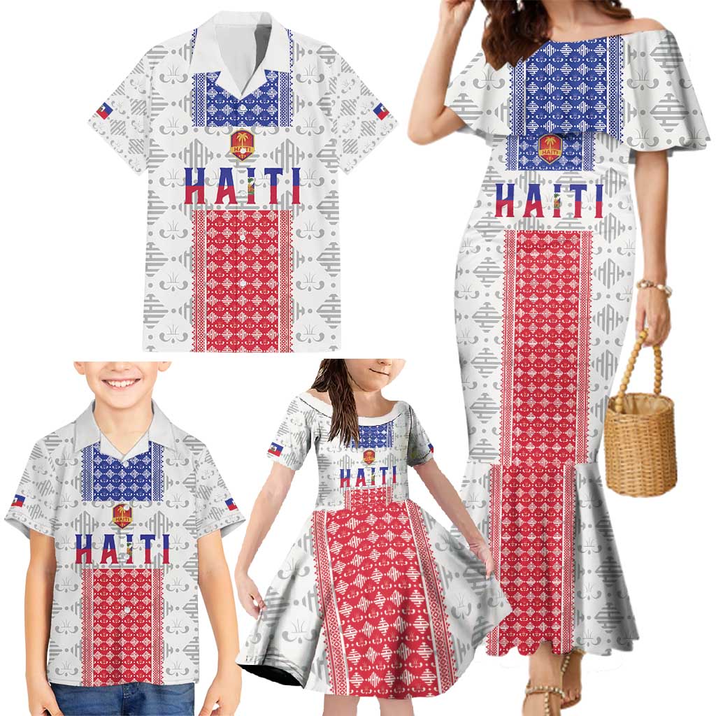Custom Haiti Football Family Matching Mermaid Dress and Hawaiian Shirt National Flag Design - Wonder Print Shop