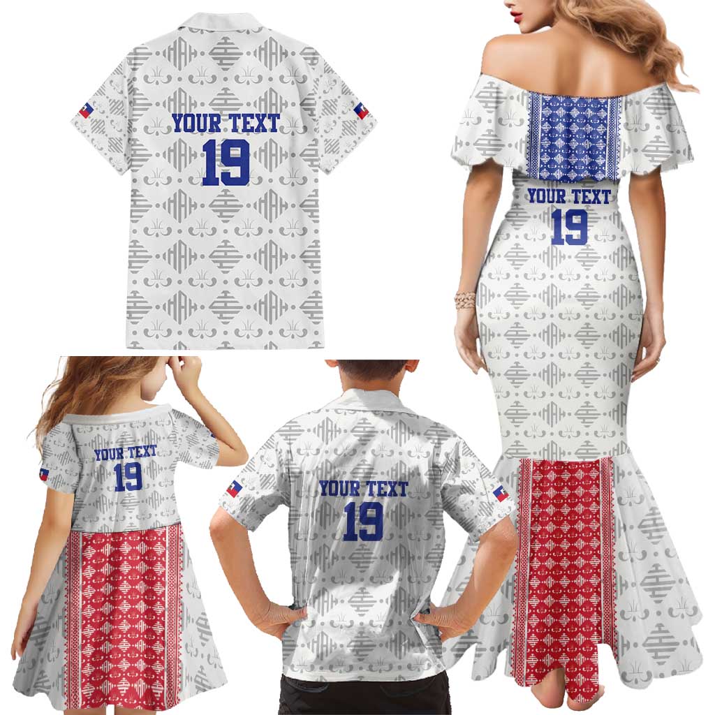 Custom Haiti Football Family Matching Mermaid Dress and Hawaiian Shirt National Flag Design - Wonder Print Shop
