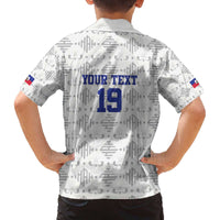 Custom Haiti Football Family Matching Off The Shoulder Long Sleeve Dress and Hawaiian Shirt National Flag Design - Wonder Print Shop