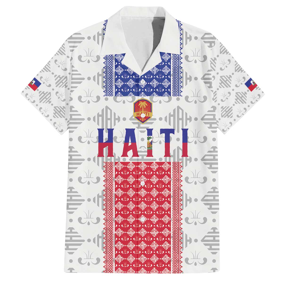 Custom Haiti Football Family Matching Off The Shoulder Long Sleeve Dress and Hawaiian Shirt National Flag Design - Wonder Print Shop