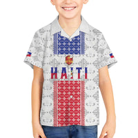 Custom Haiti Football Family Matching Off The Shoulder Long Sleeve Dress and Hawaiian Shirt National Flag Design - Wonder Print Shop