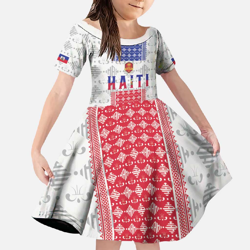 Custom Haiti Football Family Matching Off Shoulder Maxi Dress and Hawaiian Shirt National Flag Design - Wonder Print Shop