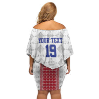 Custom Haiti Football Family Matching Off Shoulder Short Dress and Hawaiian Shirt National Flag Design - Wonder Print Shop