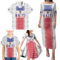 Custom Haiti Football Family Matching Puletasi and Hawaiian Shirt National Flag Design - Wonder Print Shop