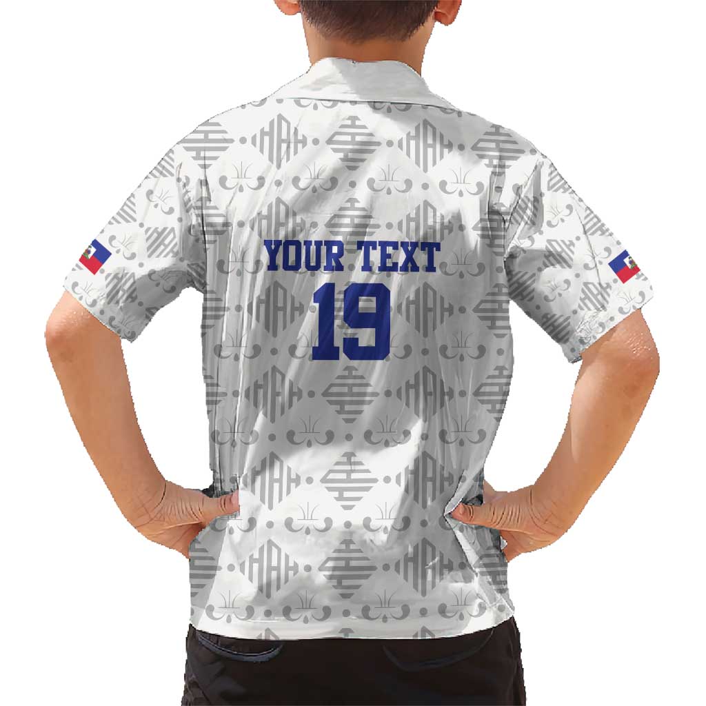 Custom Haiti Football Family Matching Short Sleeve Bodycon Dress and Hawaiian Shirt National Flag Design - Wonder Print Shop