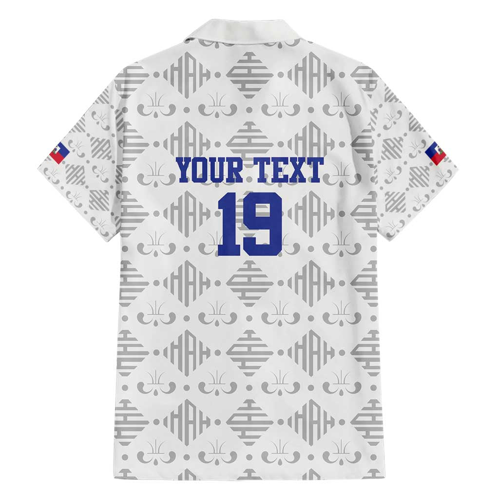 Custom Haiti Football Family Matching Short Sleeve Bodycon Dress and Hawaiian Shirt National Flag Design - Wonder Print Shop