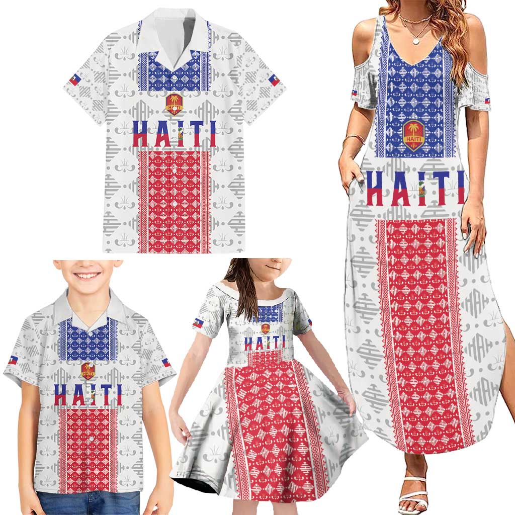 Custom Haiti Football Family Matching Summer Maxi Dress and Hawaiian Shirt National Flag Design - Wonder Print Shop