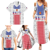 Custom Haiti Football Family Matching Summer Maxi Dress and Hawaiian Shirt National Flag Design - Wonder Print Shop