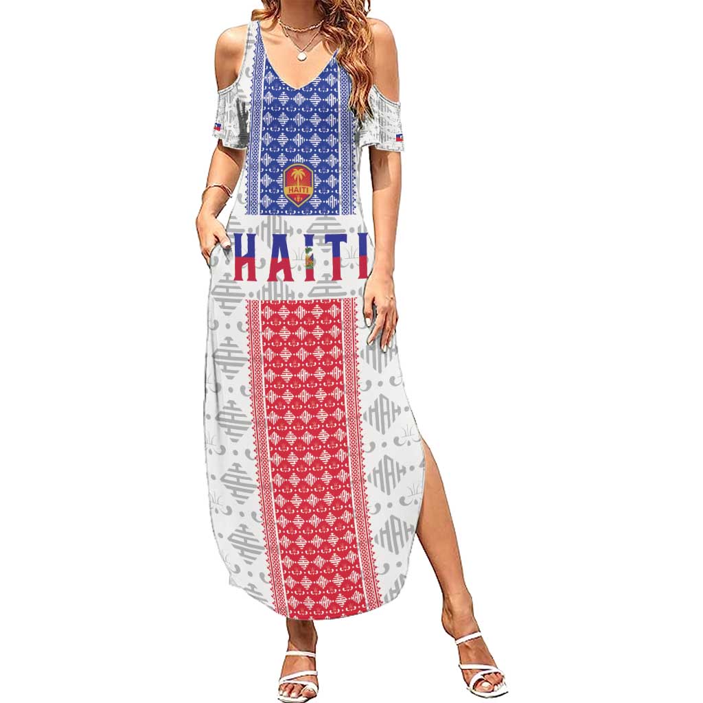 Custom Haiti Football Family Matching Summer Maxi Dress and Hawaiian Shirt National Flag Design - Wonder Print Shop