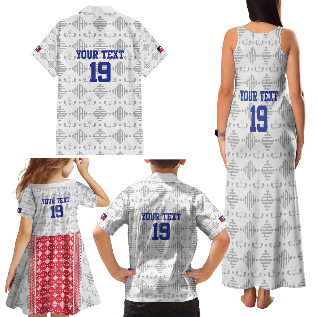 Custom Haiti Football Family Matching Tank Maxi Dress and Hawaiian Shirt National Flag Design - Wonder Print Shop