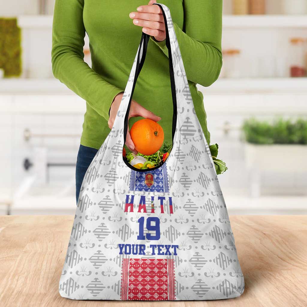 Custom Haiti Football Grocery Bag National Flag Design - Wonder Print Shop