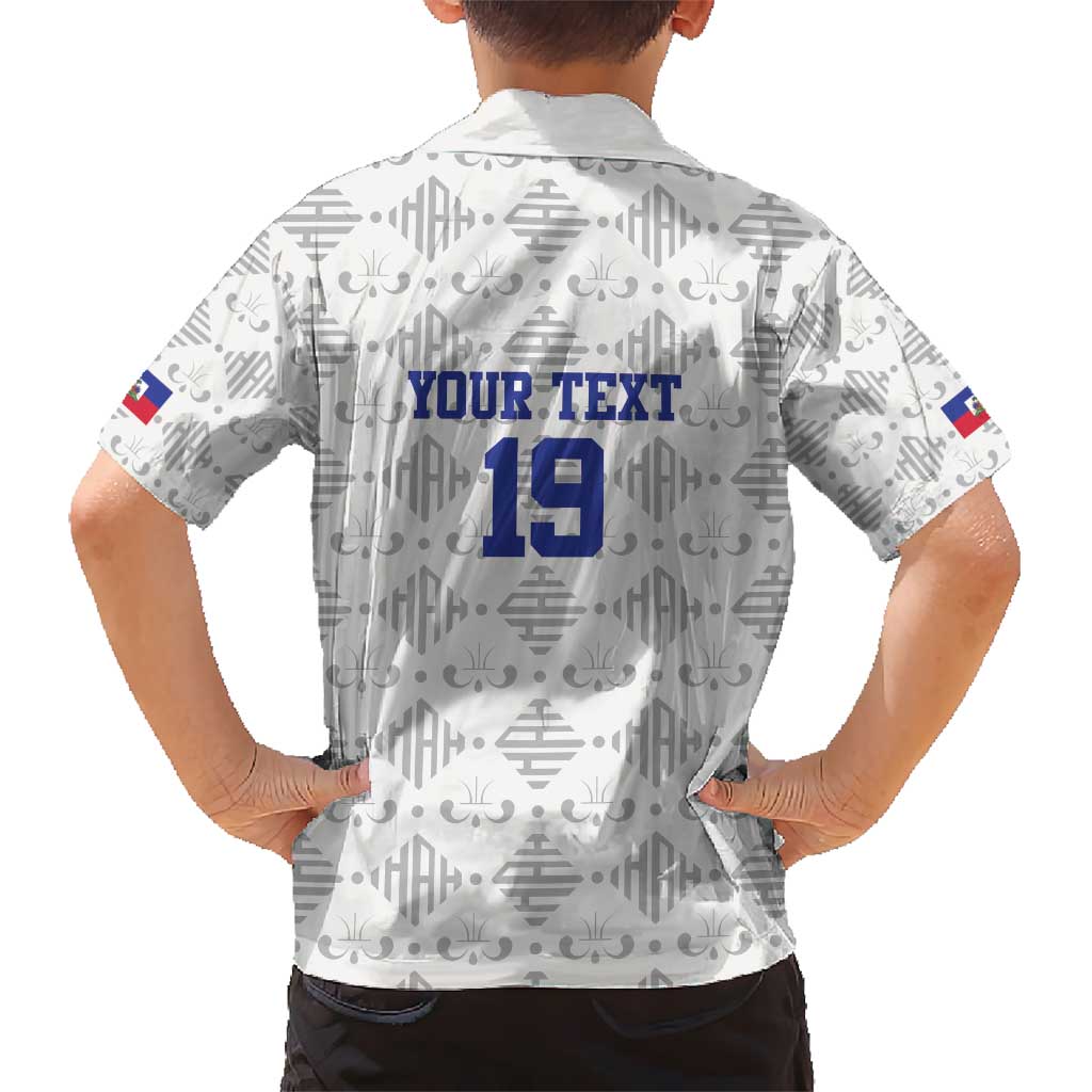Custom Haiti Football Kid Hawaiian Shirt National Flag Design - Wonder Print Shop