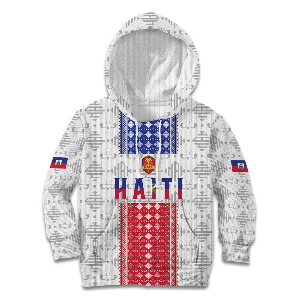 Custom Haiti Football Kid Hoodie National Flag Design - Wonder Print Shop