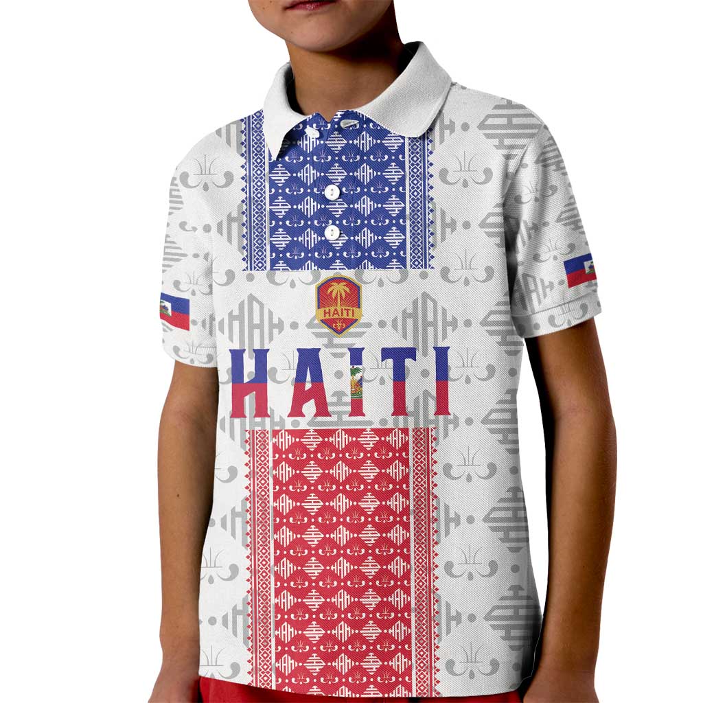 Custom Haiti Football Kid Polo Shirt National Flag Design - Wonder Print Shop