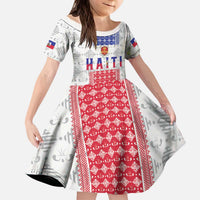 Custom Haiti Football Kid Short Sleeve Dress National Flag Design - Wonder Print Shop