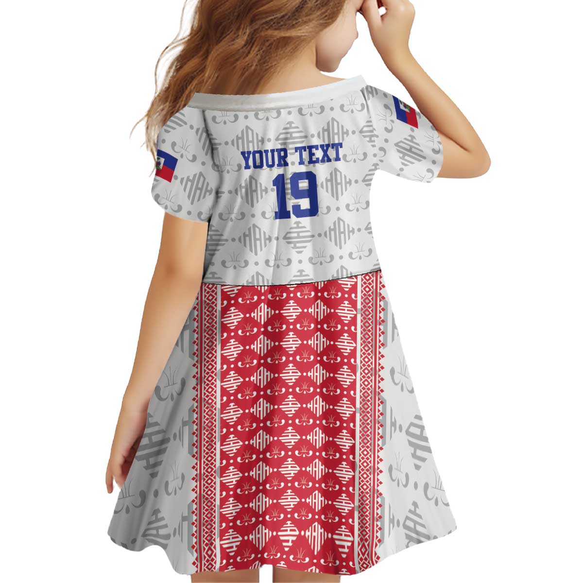 Custom Haiti Football Kid Short Sleeve Dress National Flag Design - Wonder Print Shop