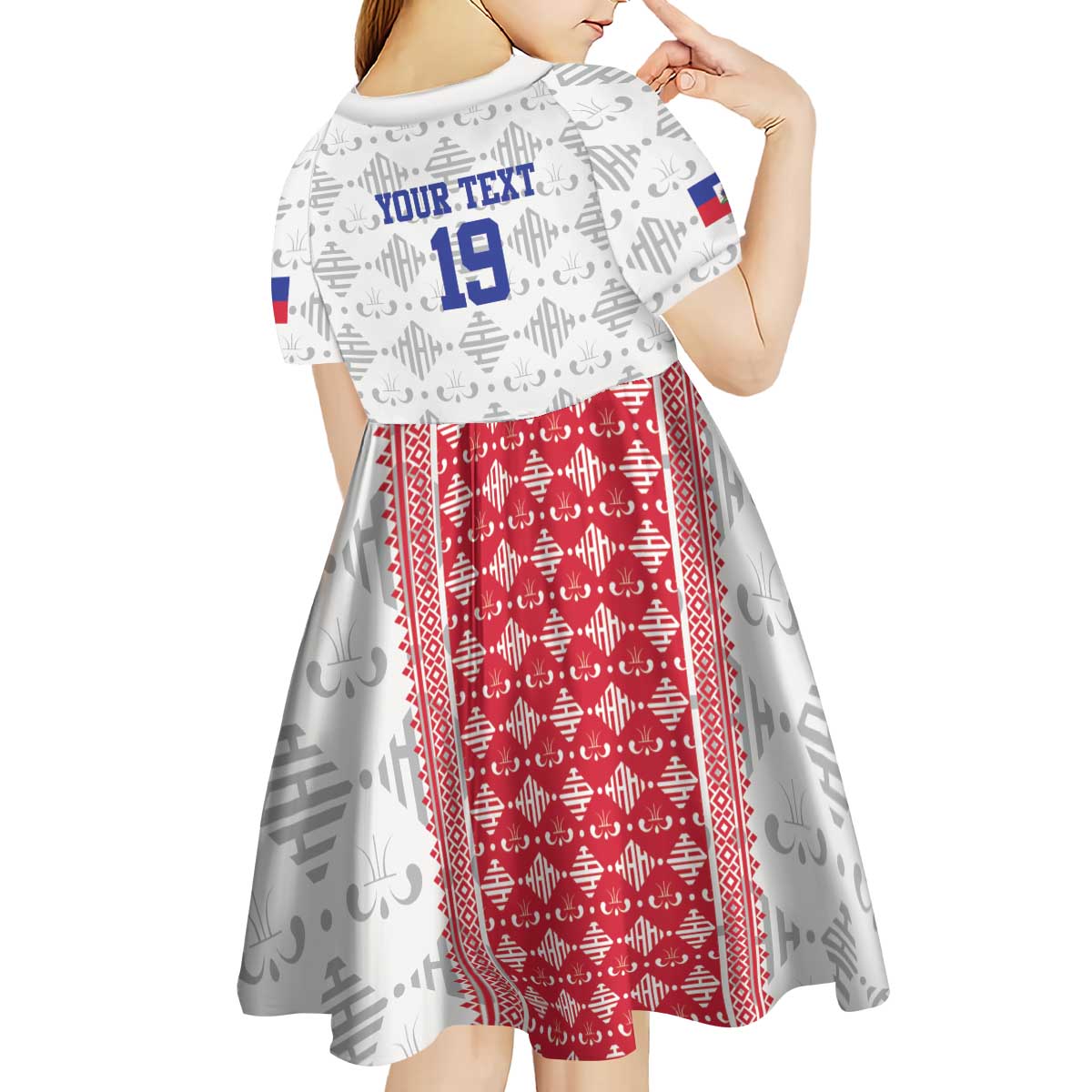 Custom Haiti Football Kid Short Sleeve Dress National Flag Design - Wonder Print Shop