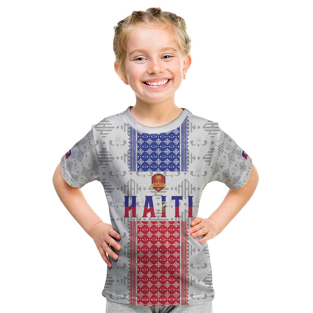 Custom Haiti Football Kid T Shirt National Flag Design - Wonder Print Shop