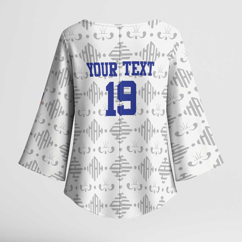 Custom Haiti Football Kimono Sleeve Blouse National Flag Design - Wonder Print Shop