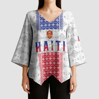 Custom Haiti Football Kimono Sleeve Blouse National Flag Design - Wonder Print Shop