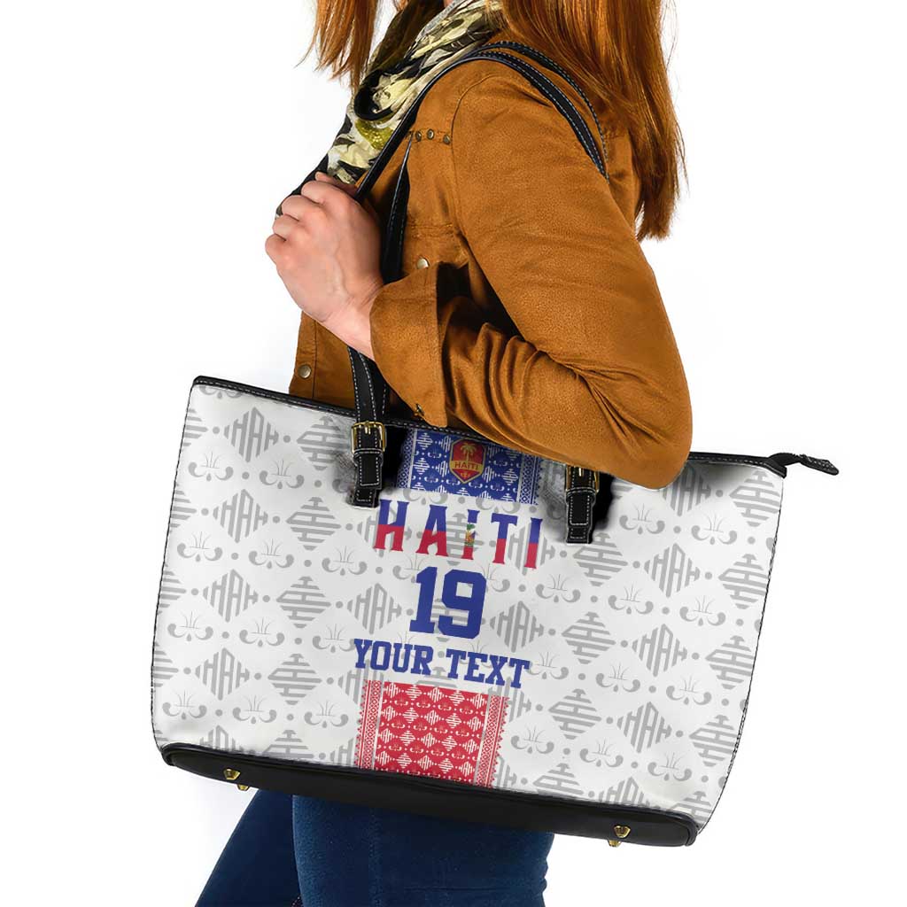 Custom Haiti Football Leather Tote Bag National Flag Design - Wonder Print Shop