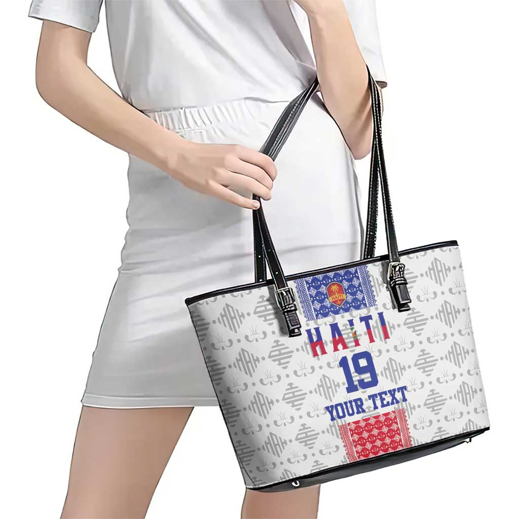 Custom Haiti Football Leather Tote Bag National Flag Design - Wonder Print Shop