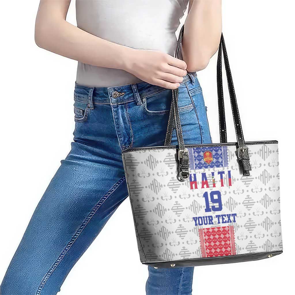 Custom Haiti Football Leather Tote Bag National Flag Design - Wonder Print Shop