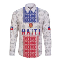 Custom Haiti Football Long Sleeve Button Shirt National Flag Design - Wonder Print Shop