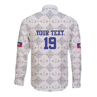 Custom Haiti Football Long Sleeve Button Shirt National Flag Design - Wonder Print Shop