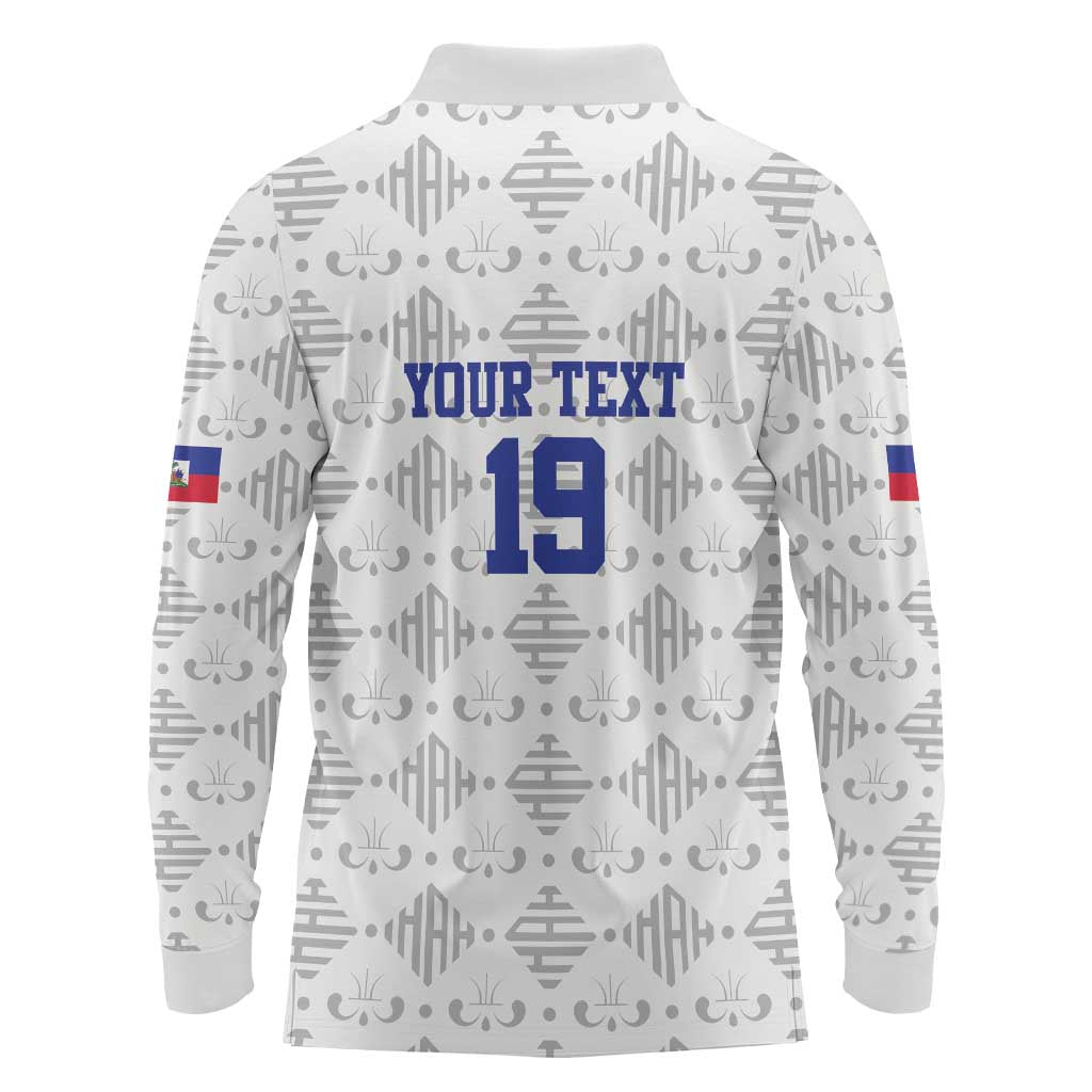 Custom Haiti Football Long Sleeve Polo Shirt National Flag Design - Wonder Print Shop