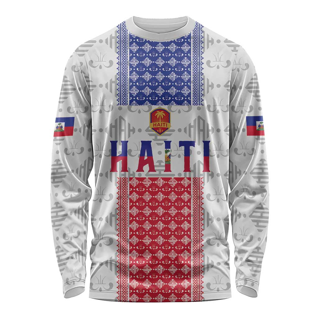 Custom Haiti Football Long Sleeve Shirt National Flag Design - Wonder Print Shop