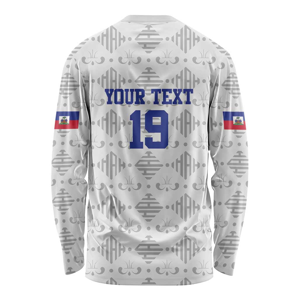 Custom Haiti Football Long Sleeve Shirt National Flag Design - Wonder Print Shop