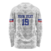 Custom Haiti Football Long Sleeve Shirt National Flag Design - Wonder Print Shop